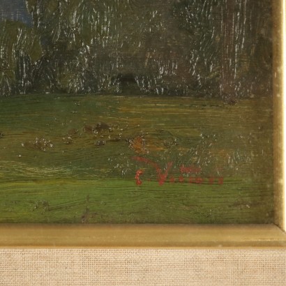 Gemälde von Carlo Vittori,Das Aostatal oberhalb von Chatillon,Carlo Vittori,Carlo Vittori,Carlo Vittori