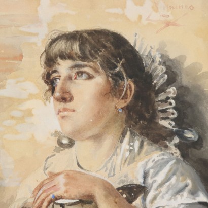 Dipinto di Ettore Ximenes,Giovane popolana con giara,Ettore Ximenes,Ettore Ximenes,Ettore Ximenes