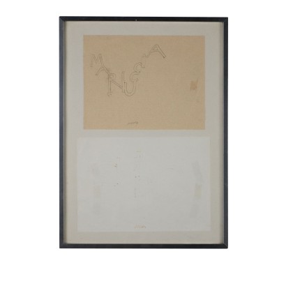 Dessins Contemporaines Signés Bruno Munari Crayon sur Papier '900