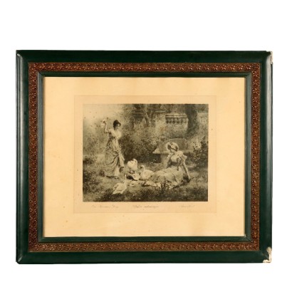 Antique Art Nouveau Frame Lacquered Wood Italy XIX Century
