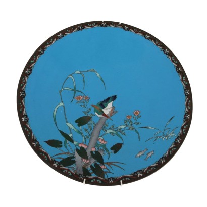 Piatto in Rame Decorato a Smalti Cloisonné