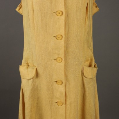 Biki Vintage Yellow Linen Dress