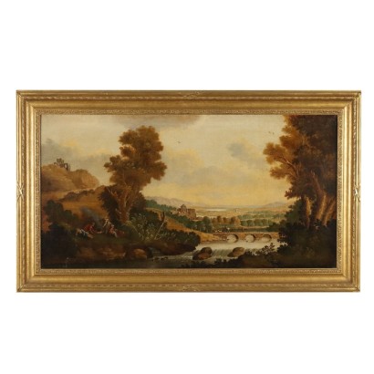 Dipinto Paesaggio con Figure