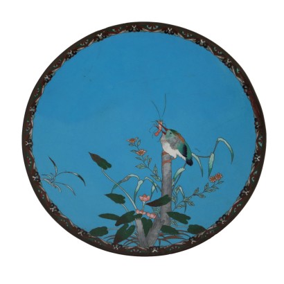 Piatto in Rame Decorato a Smalti Cloisonné