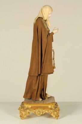 antiquariato, oggettistica, santa chiara di assisi, statua lignea, giglio, ostensorio, francescani, rosario