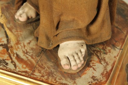 antiquariato, oggettistica, santa chiara di assisi, statua lignea, giglio, ostensorio, francescani, rosario