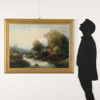 Peinture Paysage avec rivière