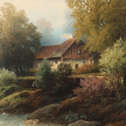 Peinture Paysage avec rivière