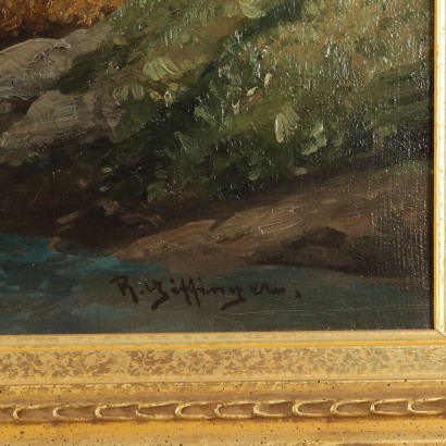 Peinture Paysage avec rivière