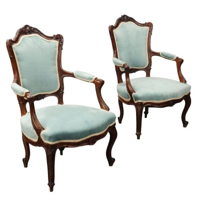 antiquariato, poltrona, antiquariato poltrone, poltrona antica, poltrona antica italiana, poltrona di antiquariato, poltrona neoclassica, poltrona del 800,Coppia di Poltrone in Stile Rococò