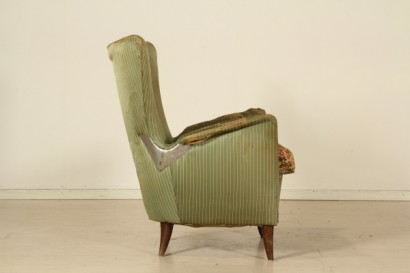 Poltrona anni 50,imbottitura a molle, rivestimento in tessuto.