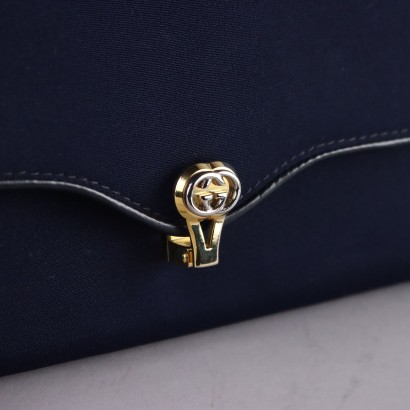 Gucci Vintage-Tasche aus blauem Leder und Stoff