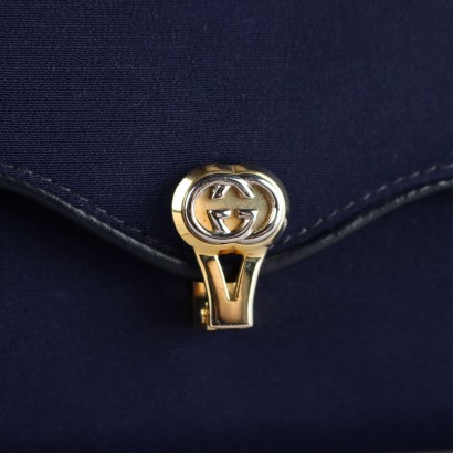 Gucci Vintage-Tasche aus blauem Leder und Stoff