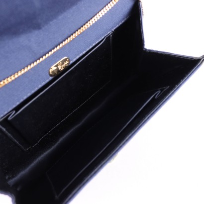 Gucci Vintage-Tasche aus blauem Leder und Stoff