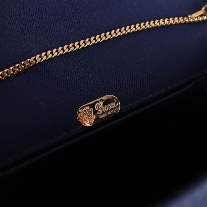 Gucci Vintage-Tasche aus blauem Leder und Stoff