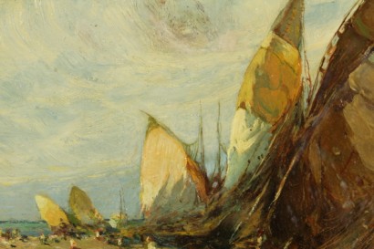 arte del novecento, Enrico Mazzolani 1876 1967, paesaggio marino, dipinti ad olio di mazzolani