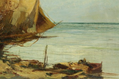 arte del novecento, Enrico Mazzolani 1876 1967, paesaggio marino, dipinti ad olio di mazzolani