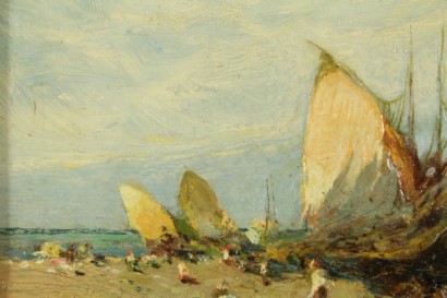 arte del novecento, Enrico Mazzolani 1876 1967, paesaggio marino, dipinti ad olio di mazzolani