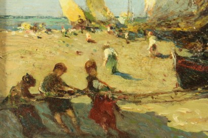 arte del novecento, Enrico Mazzolani 1876 1967, paesaggio marino, dipinti ad olio di mazzolani