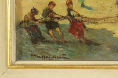 arte del novecento, Enrico Mazzolani 1876 1967, paesaggio marino, dipinti ad olio di mazzolani