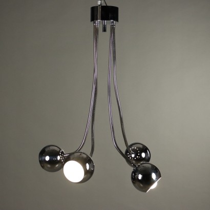 Vintage Ceiling Lamp Chromed Metal Italy 1960s-1970s