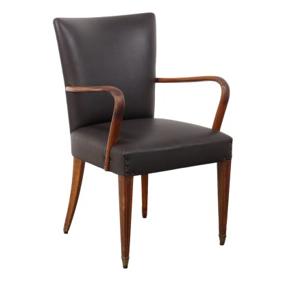 Vintage Chairs Beech Leatherette Italy 1950s-1960s