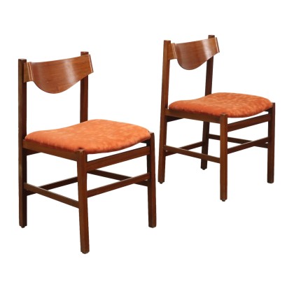 Vintage Chairs Beech Fabric Italy 1960s