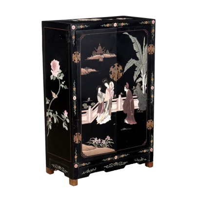 Antique Cabinet Chinoiserie Style Lacquered Wood XX Century