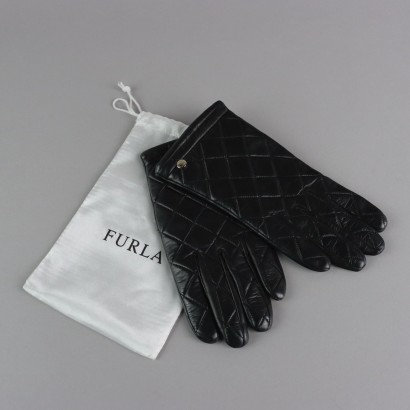 Furla Lady's Gloves Second Hand Leather Silk Dust Bag Italy