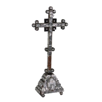Antique Crucifix Wood Mother of Pearl Italy XIX-XX Century