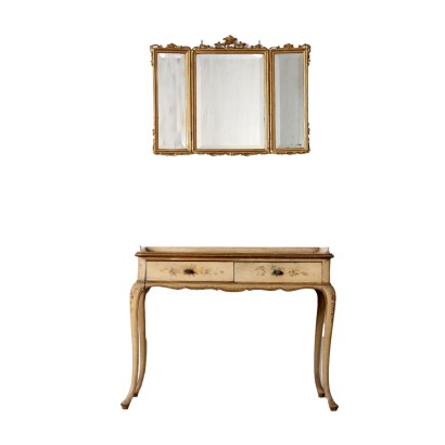 Vintage Console with Mirror Lacquered Poplar Italy XX Century