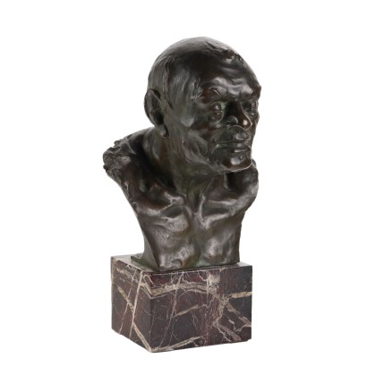 Antique Bronze Bust Marble Base Europe XIX Century