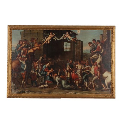 Antique Painting Religious Subject Oil on Canvas XVIII Century
