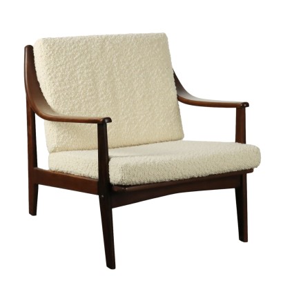 Vintage Armchair Fabric Wood Italy 1960s