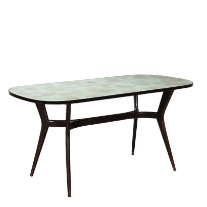 Vintage Table Beech Glass Top Italy 1950s-1960s