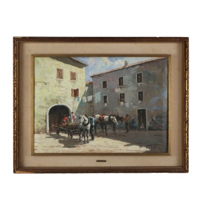 Modern Painting Signed Riccardo Tosti Oil on Canvas Italy XX Century