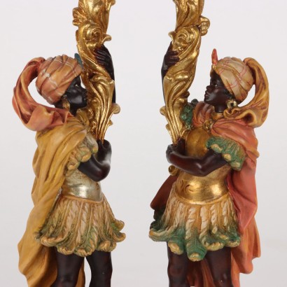Pair of Blackamoor Wooden Candle Holders