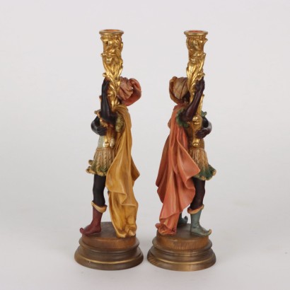 Pair of Blackamoor Wooden Candle Holders