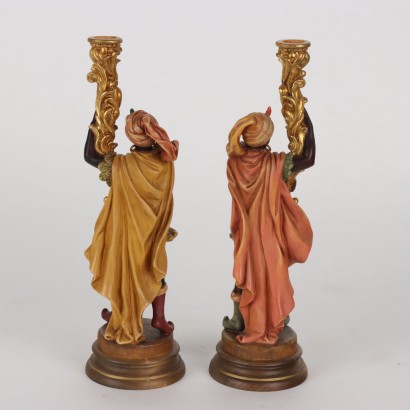 Pair of Blackamoor Wooden Candle Holders