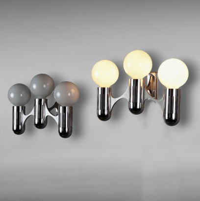Vintage Wall Lamps Aluminium Plastic Italy 1960s-1970s