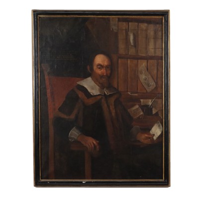 Antique Painting Male Portrait Oil on Canvas XVII Century