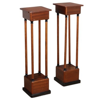 Antique Vase Holders Art Nouveau Mahogany Italy XX Century