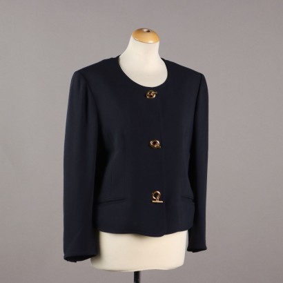 Vintage Hermès Jacket Dark Blue UK Size 14 France 1980s-1990s