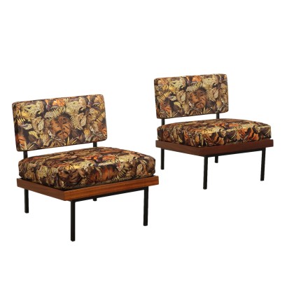 Vintage Armchairs Jungle Collection Velvet Wood Italy 1960s