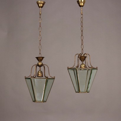 Antique Chandeliers Metal Glass Italy XX Century