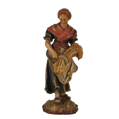 Antique Sculpture Wood Female Figure Italy XX Century
