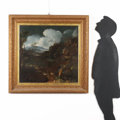 Dipinto Paesaggio con Figure