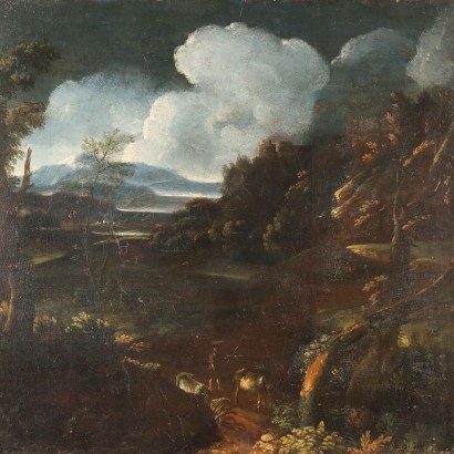 Dipinto Paesaggio con Figure