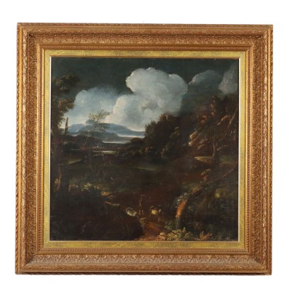 Dipinto Paesaggio con Figure