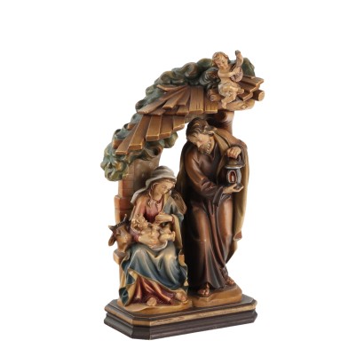 Antique Sculpture The Holy Family Val Gardena Italy XX Century